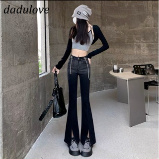 DaDulove💕 New American Ins High Street Slit Micro Horn Jeans Niche High Waist Wide Leg Pants Large Size Trousers