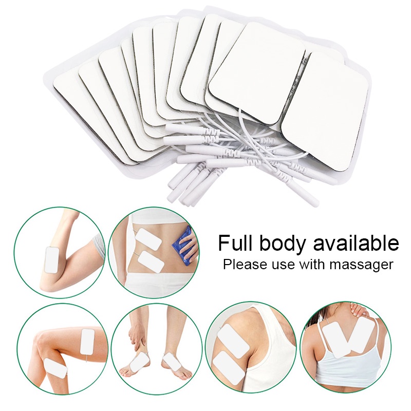 TENS EMS แผ่นเจลอิเล็กโทรด 10 ชิ้น – แผ่นทดแทนไม่ทอแบบมีกาวในตัวสําหรับบําบัดกล้ามเนื้อและบรรเทาอาการปวด