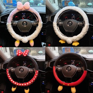 Cartoon Cute Car Steering Wheel Cover Winter Short Plush Handle Cover Female Korean Cute Female Universal 38cm rj73