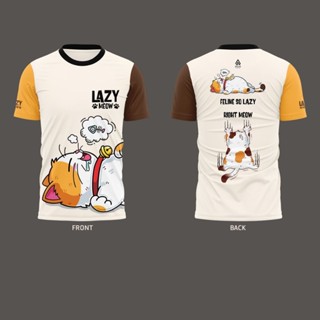 เสื้อวิ่งพิมพ์ลายแมวเหมียวขี้เซา LazyMeow