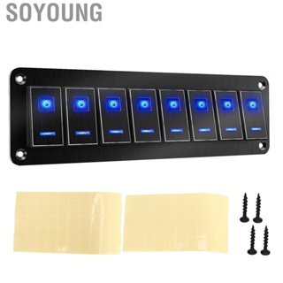 Soyoung RV Aluminum Toggle Switch Panel 5PIN Marine Boat  Blue Light DC12V To 24V for Bus