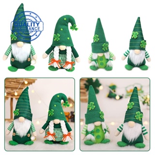 St Patricks Day ตุ๊กตาโนม ผ้ากํามะหยี่ขนนิ่ม ไร้หน้า สีเขียว สําหรับตกแต่ง O2U5