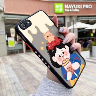 เคสโทรศัพท์มือถือแบบแข็ง ใส บาง กันกระแทก ลายการ์ตูนชานมไข่มุก มีลายด้านข้าง สําหรับ OPPO A57 2016 A39