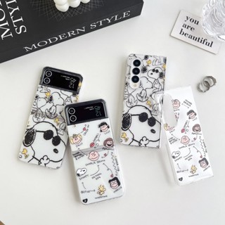 เคสโทรศัพท์มือถือแบบแข็ง ใส ฝาพับ ลายแว่นกันแดด Snoopy Charlie Brown สําหรับ Samsung Galaxy Z Fold 4 3 5G Fold3 Z Flip 4 3 Flip3 Flip4