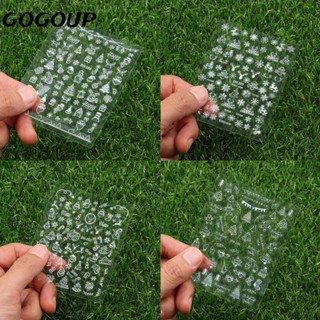 Gogoup สติกเกอร์โฮโลแกรม ลายเกล็ดหิมะ 3D สําหรับตกแต่งเล็บ