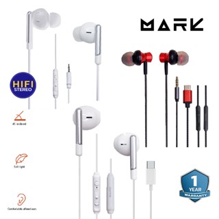 MARK หูฟัง Type-C หูฟัง 3.5 มม. หูฟังชนิดใส่ในหูพร้อมไมโครโฟน เอียร์บัด ฟังสเตอริโอเบส สินค้าเเท้ 100%