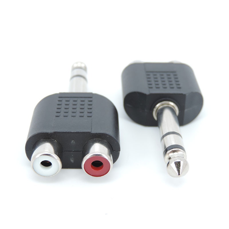 อะแดปเตอร์เชื่อมต่อเสียง วิดีโอ 6.35 6.5 มม. Male to Dual RCA Female RCA RF AV