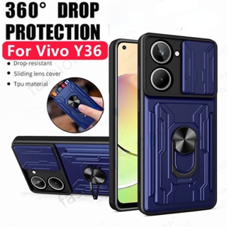 เคสโทรศัพท์มือถือ ป้องกันเลนส์กล้อง พร้อมแหวนขาตั้ง สําหรับ Vivo Y36 VivoY36 Y 3 6 4G 5G 2023