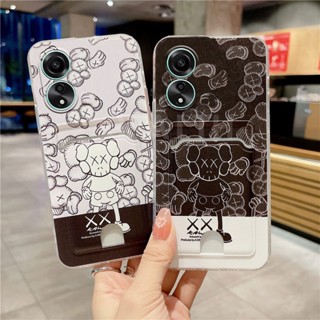 พร้อมส่ง เคสโทรศัพท์มือถือ ซิลิโคนนิ่ม TPU กันรอยเลนส์กล้อง ลายการ์ตูนหมีน่ารัก พร้อมช่องใส่บัตร สําหรับ OPPO A78 NFC 4G 5G A58 A98 2023 A78 OPPOA58 OppoA98