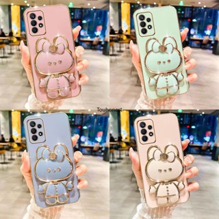 เคส Samsung Galaxy A72 เคส Samsung A22 เคส Samsung S21 Ultra Casing Samsung M31 Case Samsung M32 M22 Case Samsung S21 Plus F22 Case Cute Bunny Bracket Cartoon Stand Vanity Mirror Rabbit Holder Phone Cover Cassing Cases Case KT โทรศัพท์มือถือ