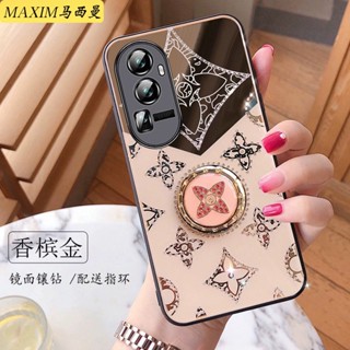 ใหม่ พร้อมส่ง เคสโทรศัพท์มือถือแบบแข็ง กันกระแทก พร้อมกระจกแต่งหน้า และแหวนขาตั้ง สําหรับ OPPO Reno10 Pro Reno 10 Reno10 Pro+ 5G