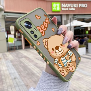 เคสโทรศัพท์มือถือ ซิลิโคนแข็ง ขอบสี่เหลี่ยม กันกระแทก ลายการ์ตูนหมีน่ารัก สําหรับ Xiaomi 12 Pro 5G 12 Lite