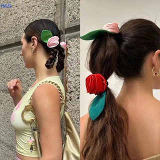 [IHS] Sa Scrunchies ยางรัดผม ดอกกุหลาบ ยางรัดผม ผ้าโพกศีรษะ ผู้หญิง แฟชั่น ตกแต่งการเดินทาง เกาหลี โรแมนติก ของขวัญ