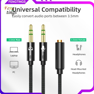 [Ft] อะแดปเตอร์แยกหูฟัง ไมโครโฟน ตัวผู้ 35 มม. เป็นตัวเมีย 35 มม. ไนล่อนถัก 2 in 1 อุปกรณ์เสริมคอมพิวเตอร์