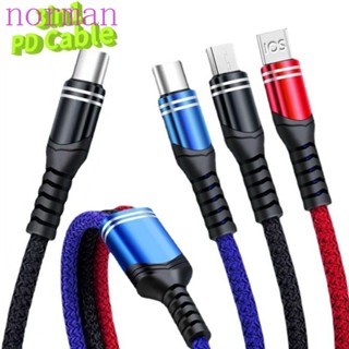 Norman 3 in 1 สายชาร์จ USB Type C Micro IOS ชาร์จเร็ว สําหรับโทรศัพท์มือถือ