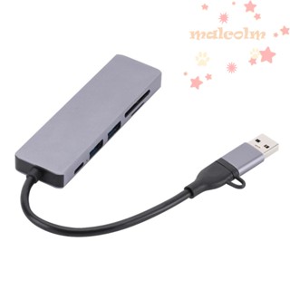 Malcolm ฮับขยาย Type-c 6-in-1 USB แยก PD ปลั๊กแอนด์เพลย์ อะลูมิเนียมอัลลอย สีเทา อเนกประสงค์ สําหรับคอมพิวเตอร์ เมาส์ โทรศัพท์มือถือ แท็บเล็ต