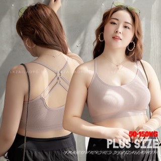 Plus size เสื้อผ้าสาวอวบ❤ บราสาวอวบ เสื้อชั้นในผู้หญิง บราไซส์ใหญ่ มีฟองน้ำในตัว ข้าม เว้าหลัง ดันทรง แบบบาง ,คนอ้วนใส่ได้