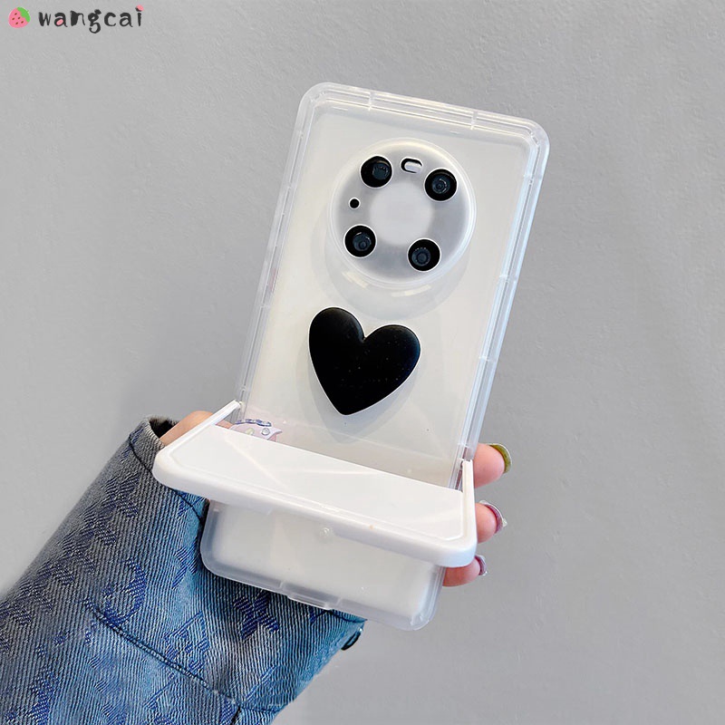 Huawei P60 P50 P40 P30 Pro Art Mate 50 40 30 Pro เคสโทรศัพท์ 3D สเตริโอ รัก หัวใจ รัก มองไม่เห็น ขาตั้ง ขาตั้ง ที่เรียบง่าย โปร่งใส ใส เคสนิ่ม เคสปกคลุม