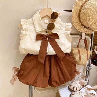 Girls summer suit 2023 new short-sleeved casual baby summer two sets of thin childrens clothes network celebrities