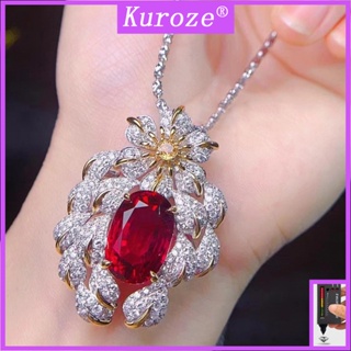 Kuroze วินเทจ ทับทิม จี้ หรูหรา มรกต สีฟ้า เพชร สร้อยคอ แฟชั่น สีอัญมณี กระดูกไหปลาร้า โซ่ จี้ / เข็มกลัด ใช้คู่ เครื่องประดับ ละเอียด