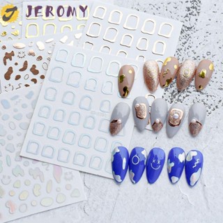 Jeromy สติกเกอร์ตกแต่งเล็บ ลายหน้ายิ้ม ขอบทอง มีกาวในตัว สําหรับผู้หญิง