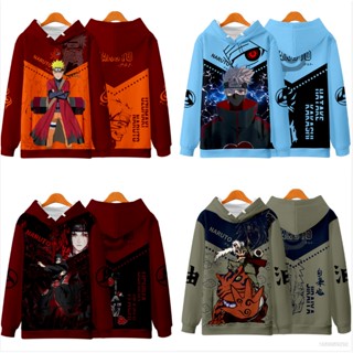 23 เสื้อกันหนาวลําลอง แขนยาว มีฮู้ด ลายการ์ตูนนารูโตะ Kakashi Sasuke 3D โอเวอร์ไซซ์ แฟชั่น สําหรับทุกเพศ