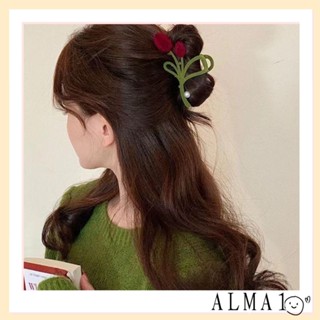 ALMA กิ๊บติดผม ผ้ากํามะหยี่ รูปดอกทิวลิป ขนาดใหญ่ เครื่องประดับ สําหรับผู้หญิง