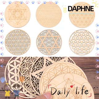 Daphne ที่รองแก้ว ลายจักระ ดอกไม้แห่งชีวิต งานฝีมือ ขอบกลม 10 ซม.