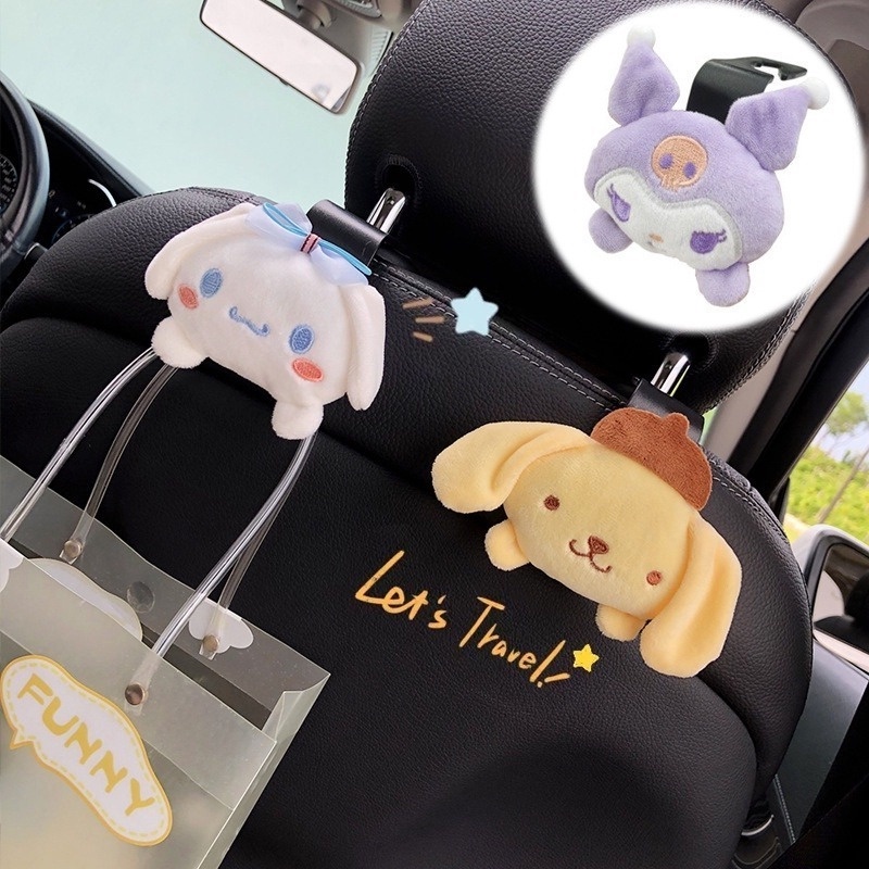 Sanrio อะนิเมะ Kuromi Cinnamoroll Mymelody ตุ๊กตารถ พนักพิงศีรษะ ตะขอ ออโต้ เบาะหลัง ออแกไนเซอร์ ที่เก็บของ อุปกรณ์ในรถยนต์