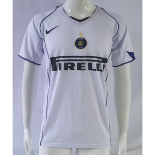 เสื้อกีฬาแขนสั้น ลายทีมชาติฟุตบอล Inter Away 04-05 Inter Away สไตล์วินเทจ แห้งเร็ว ไซซ์ S-2XL AAA