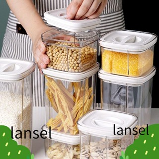 LANSEL ขวดโหลใส่เครื่องปรุง ทรงสี่เหลี่ยม พร้อมฝาปิด สามารถวางซ้อนกันได้ เกรดอาหาร