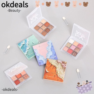 Okdeals พาเลทอายแชโดว์ เนื้อแมตต์ กลิตเตอร์ แวววาว 9 สี สําหรับผู้หญิง