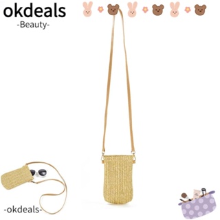 OKDEALS กระเป๋าใส่โทรศัพท์มือถือ แบบสาน สไตล์โบฮีเมียน เหมาะกับเดินชายหาด แฟชั่นฤดูร้อน