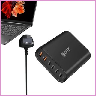 ที่ชาร์จ USB C 200W 6 พอร์ต PD แบบพกพา ชาร์จเร็ว สําหรับสมาร์ทโฟน กล้อง shinth