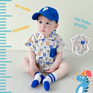 ฤดูร้อนใหม่เด็กทารกชายและหญิงชุดบอดี้สูทแขนสั้น 0-24 เดือนทา…