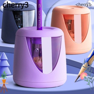 Cherry3 กบเหลาดินสอไฟฟ้า ลายการ์ตูนน่ารัก พร้อมสติกเกอร์ตกแต่ง สําหรับสํานักงาน โรงเรียน