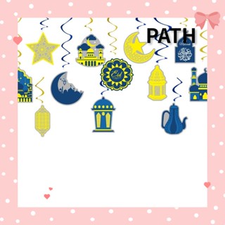 PATH แบนเนอร์ Eid Mubarak Spiraal สีฟ้า สําหรับแขวนตกแต่งปาร์ตี้ 12 ชิ้น ต่อชุด