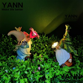 YANN1 รูปปั้นมนุษย์แคระเรซิ่น พลังงานแสงอาทิตย์ สําหรับตกแต่งสวน