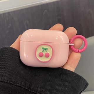 เคสหูฟัง ลายเชอร์รี่ 3D กันฝุ่น สีชมพู เรียบง่าย สําหรับ Airpods Pro 2 1 2 3