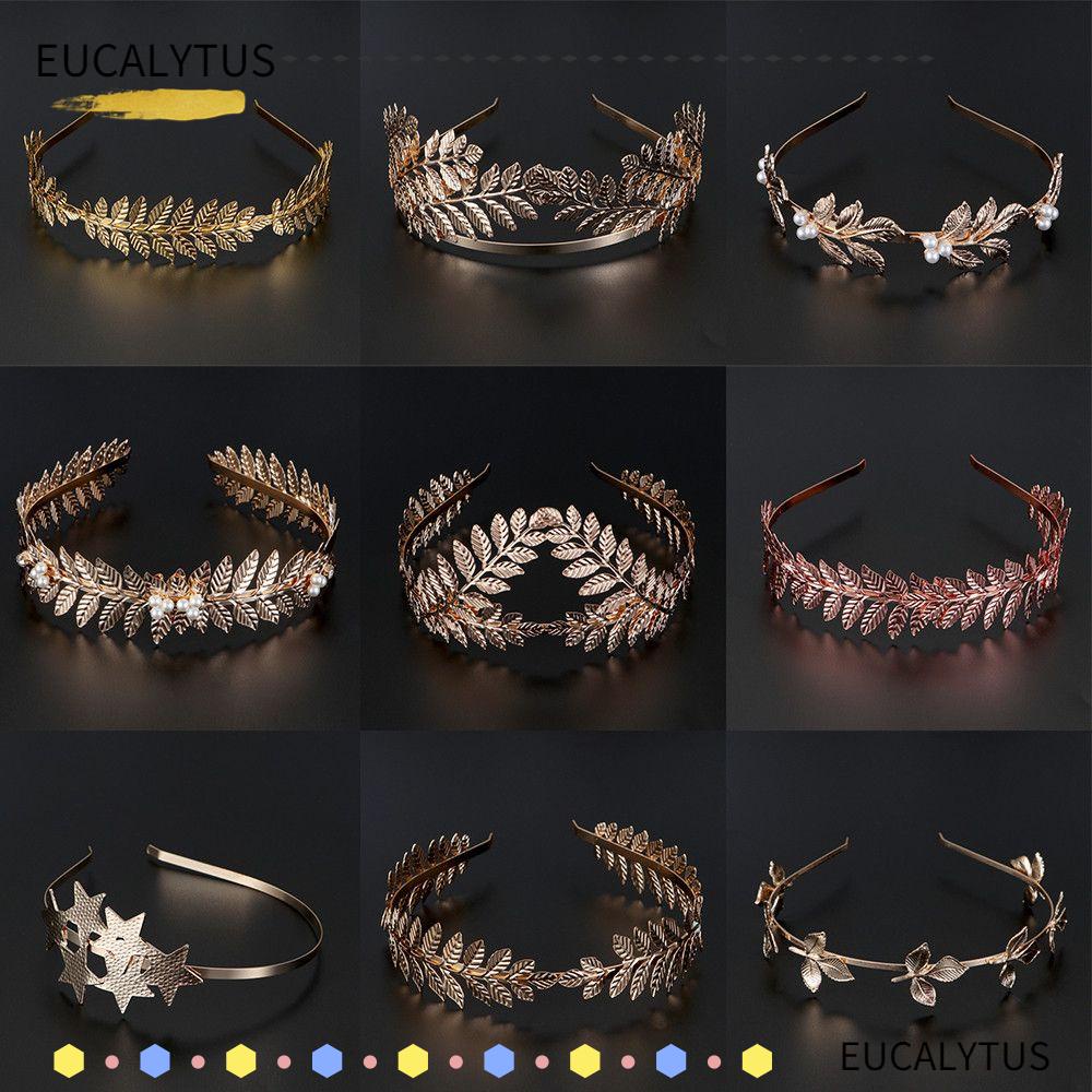 Eutus ที่คาดผม รูปมงกุฎ ใบไม้ สไตล์เรโทร เครื่องประดับผม หูฟัง งานแต่งงาน
