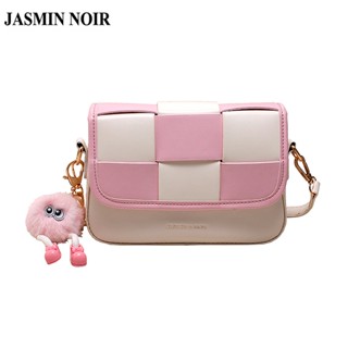 Jasmin NOIR กระเป๋าสะพายไหล่ กระเป๋าถือ หนัง PU ลายสก๊อต แต่งสายโซ่ ขนาดเล็ก สําหรับสตรี