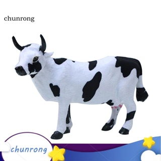 Chunrong โมเดลตุ๊กตาวัว สมจริง DIY สําหรับตกแต่งบ้านตุ๊กตา