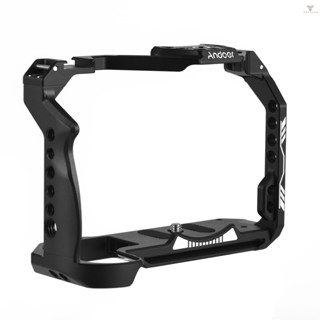 Fw Andoer Camera Cage Aluminum Alloy Video Cage with Cold Shoe Mount Numerous 1/4 Inch Threads Replacement for  R7 Camera