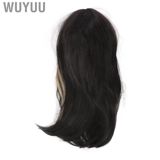 Wuyuu Synthetic Long Straight Wig  Women Highlight Breathable Net Fluffy Realistic for Halloween Girls