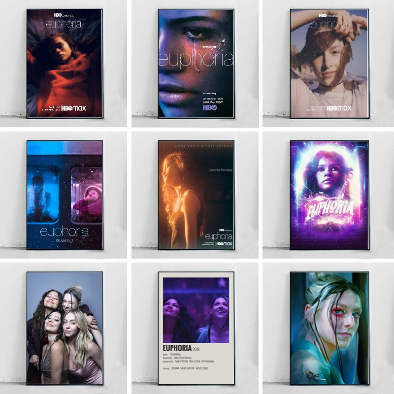 ใหม่ Euphoria TV Series Zendaya Season 2 ร้อนใหม่ภาพยนตร์โปสเตอร์พิมพ์ Wall Art ภาพวาดผ้าใบภาพของขวั