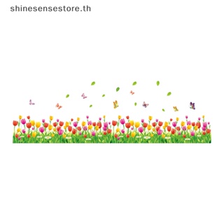 Shine สติกเกอร์ติดผนัง ลายดอกทิวลิป หญ้า ผีเสื้อ สําหรับตกแต่งบ้าน ห้องนั่งเล่น ห้องนอน TH