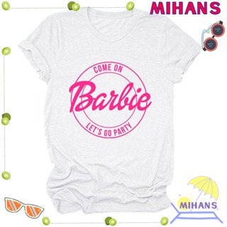 เสื้อยืดคอกลม แขนสั้น ผ้าฝ้าย พิมพ์ลาย Come on Dear Lets Go Party Barbie สําหรับตุ๊กตาบาร์บี้