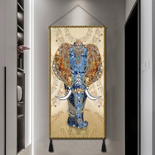 Hot Sale# light luxury elephant porch decorative painting hanging painting living room dining room fortune mural tapestry hanging cloth study background wall cloth painting 8.18Li