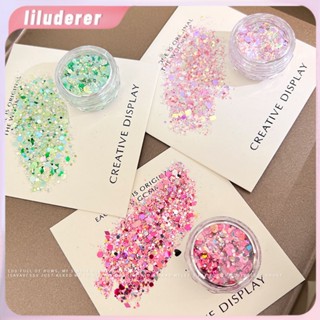 Baoshiman เครื่องประดับเล็บสุทธิสีแดงเลื่อม Burst Laser Gradient Glitter Powder Material Pack Mixed Nail Decoration HO