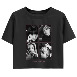 【ขายดี】เสื้อยืดแขนสั้น ผ้าฝ้ายแท้ พิมพ์ลายโปสเตอร์ Blackpink แฟชั่นสําหรับสตรี